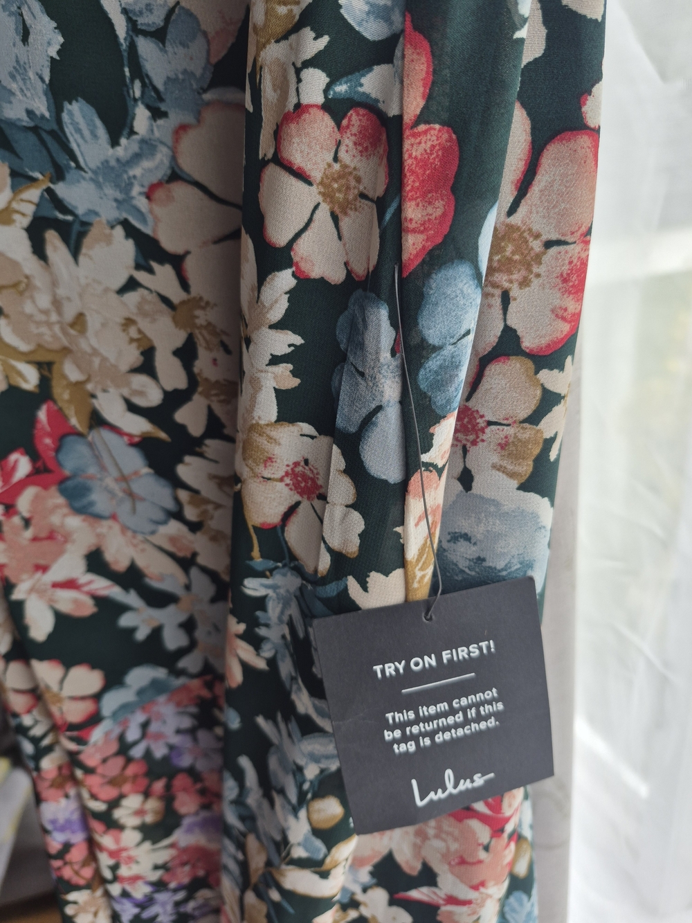 Lulu's Green Floral One-Shoulder High-Low Maxi with Tie Waist - Picture 4 of 5